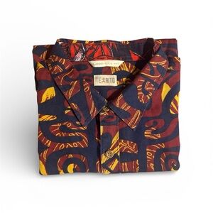 Te Aito Tahiti Polynesian Tribal Button Up Shirt XL